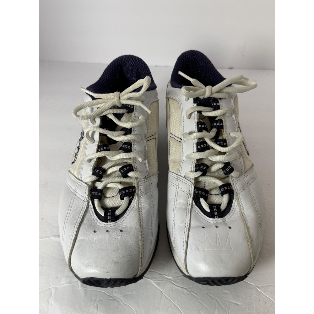 Dada Supreme Mens White Navy Leather Mesh Low Top Athletic Sneakers Vintage Y2K